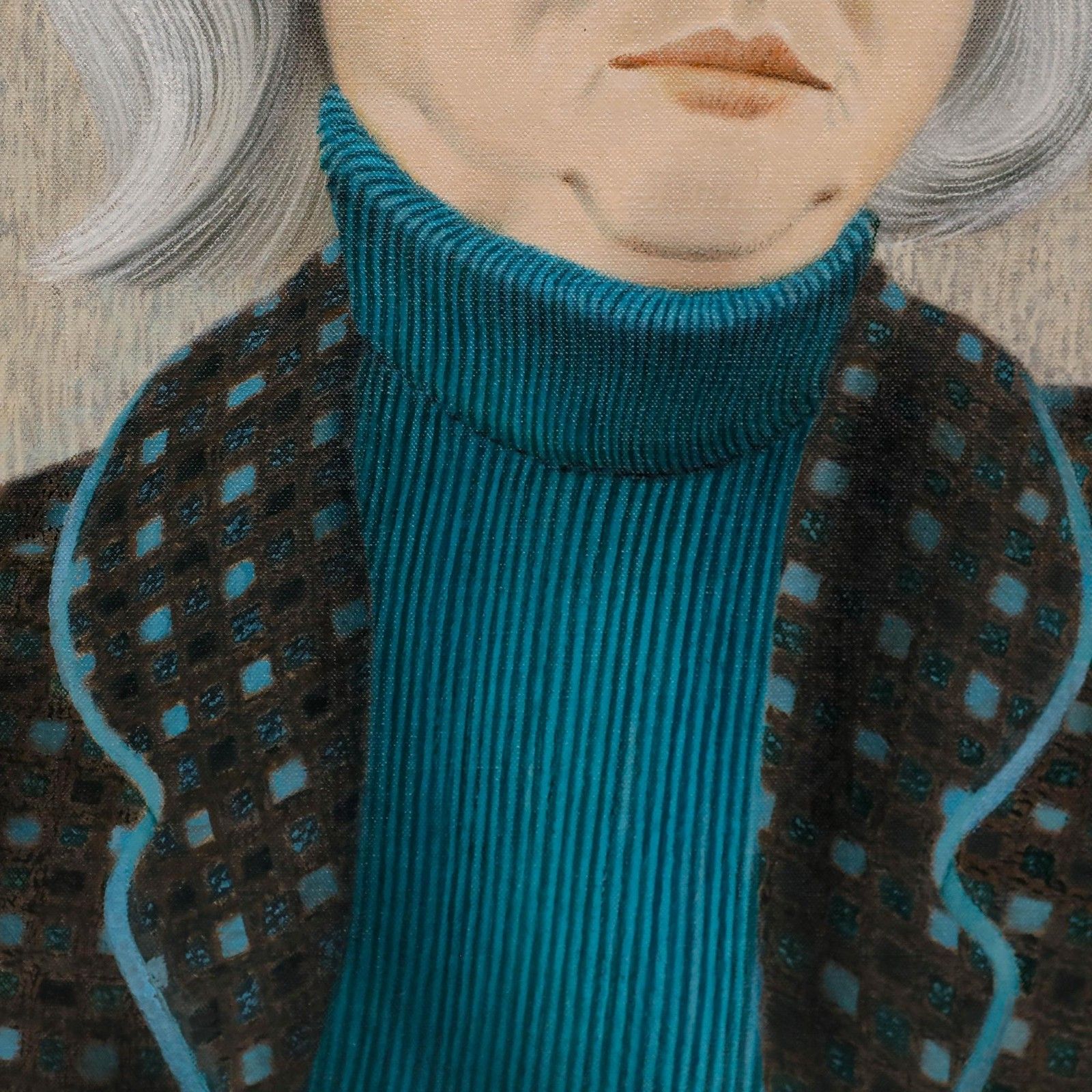 Francis Plummer (1930 2019) 20th Century Oil, The Teal Turtleneck photo vinterior