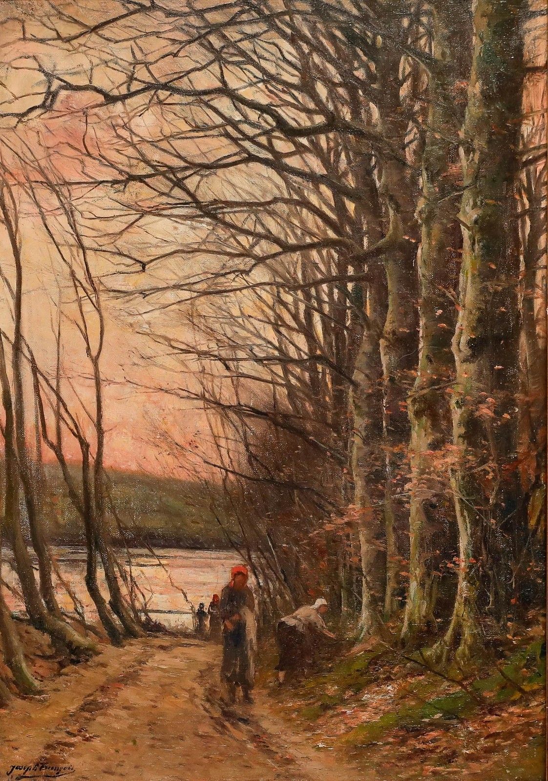 Joseph Charles François (1851 1940) Early 20th Century Oil, Autumn Evening photo furniture