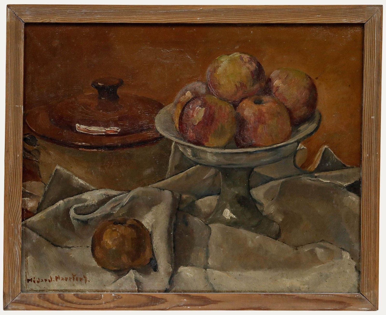 Médard Maertens (1875 1946) Early 20th Century Oil, Still Life With Apples