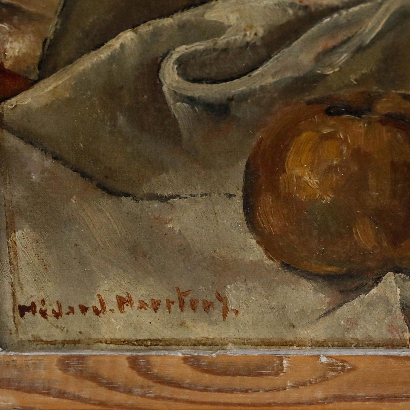 Médard Maertens (1875 1946) Early 20th Century Oil, Still Life With Apples photo vintage