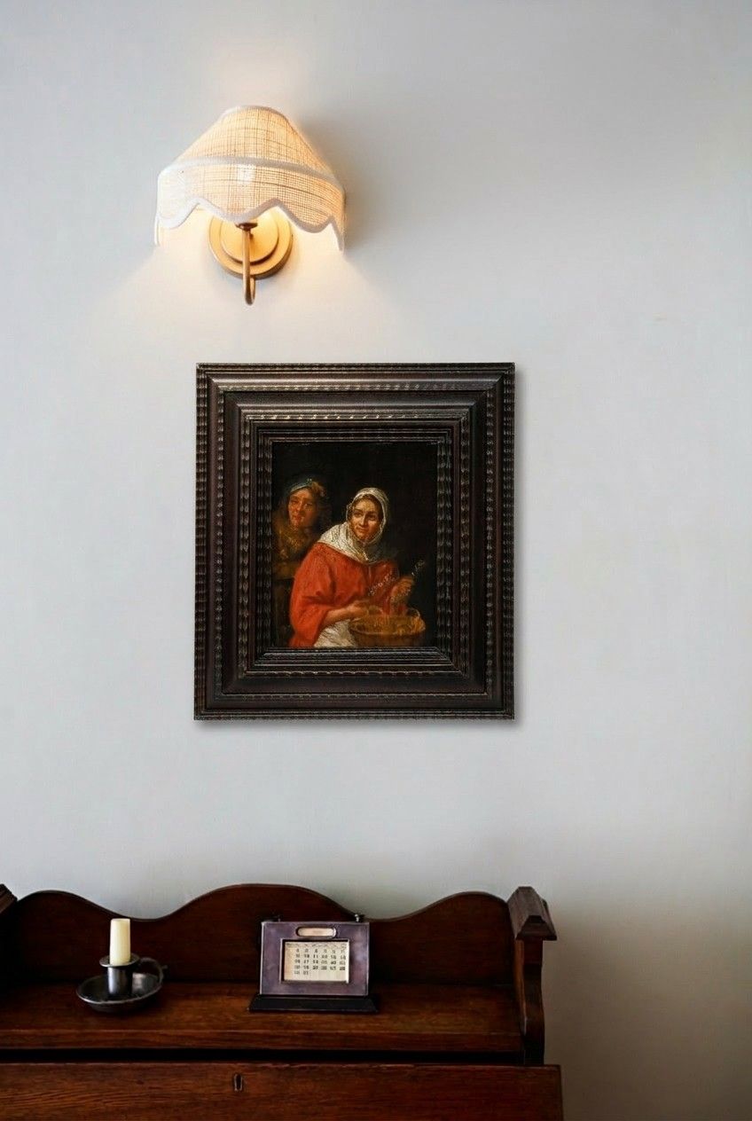 Dutch School 18th Century Oil Girl In A Red Cape photo for sale