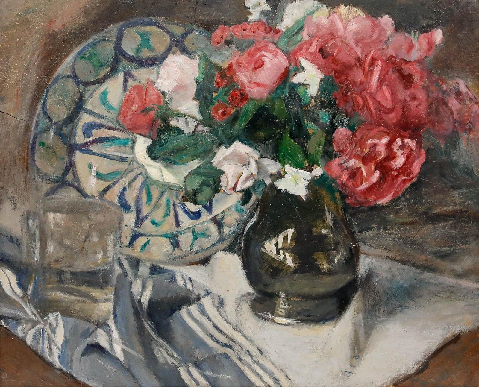 Cecile Hertz Eyrolles (1875 1974) Mid 20th Century Oil, Still Life With Roses photo furniture