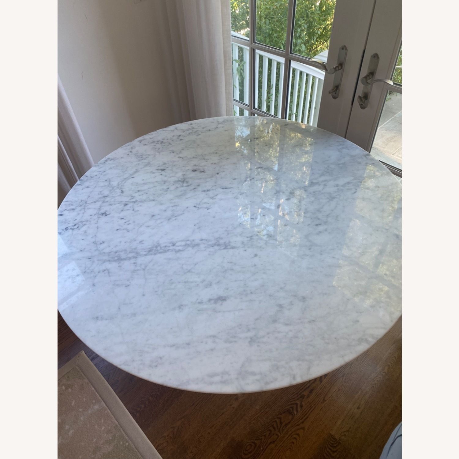 Refurbished White Marble Tulip Dining Table Saarinen Inspired photo Furniture