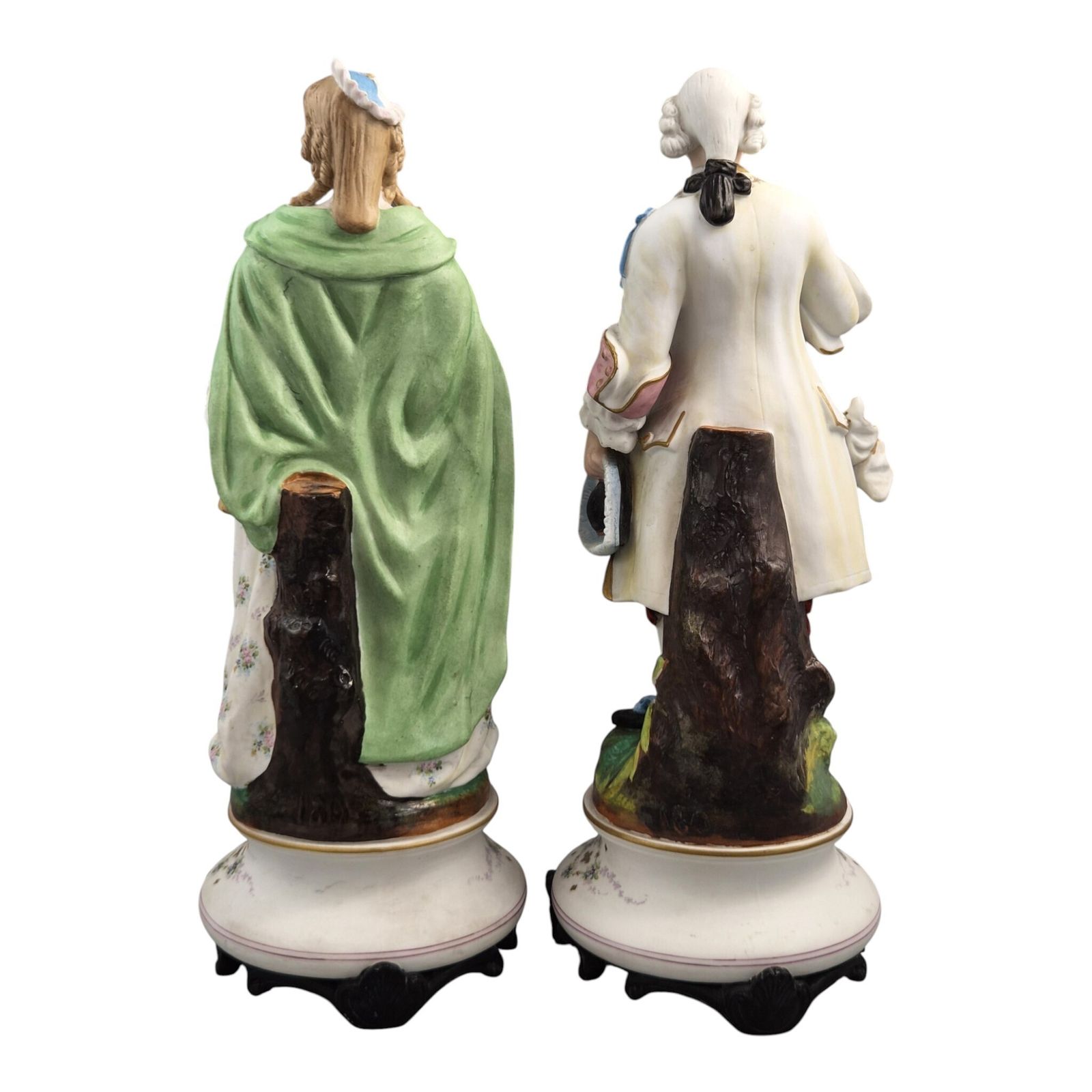 Letu & Mauger Paris Large Romantic Biscuit Porcelain Figures Pair C1860s photo for sale