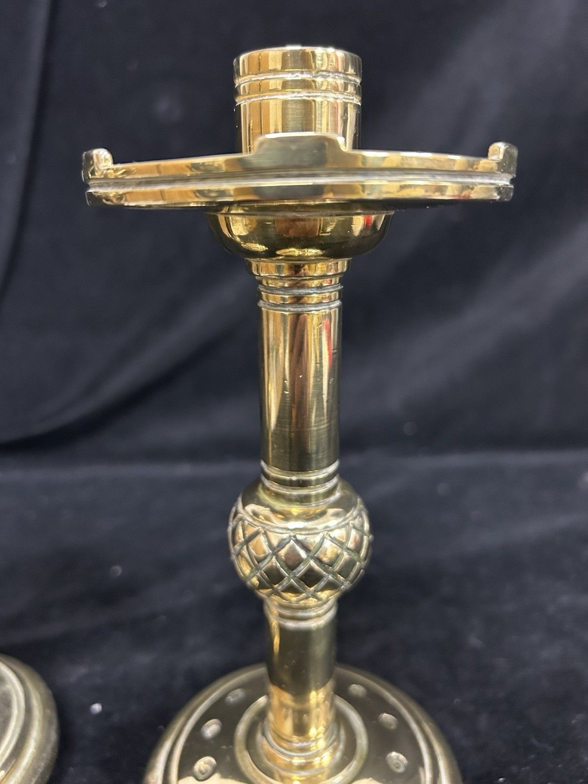 photo furniture Pair Brass Candlesticks Gothic Revival Victorian