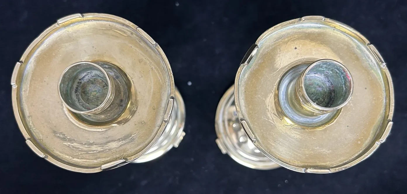 photo for sale Pair Brass Candlesticks Gothic Revival Victorian