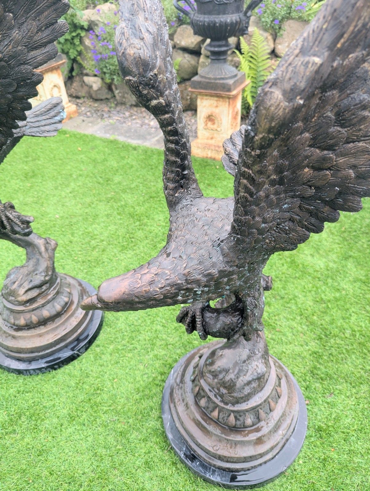 Vintage Bronze Eagles On Marble Bases Delivery Available 0326. photo buy