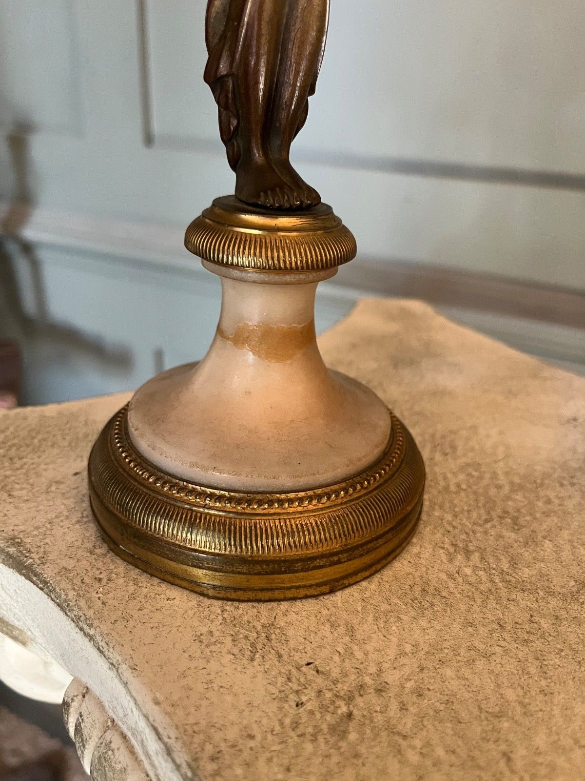 Antique Pair Of  Bronze Candlesticks Neo Classical Louis XVI Style photo Home Decor
