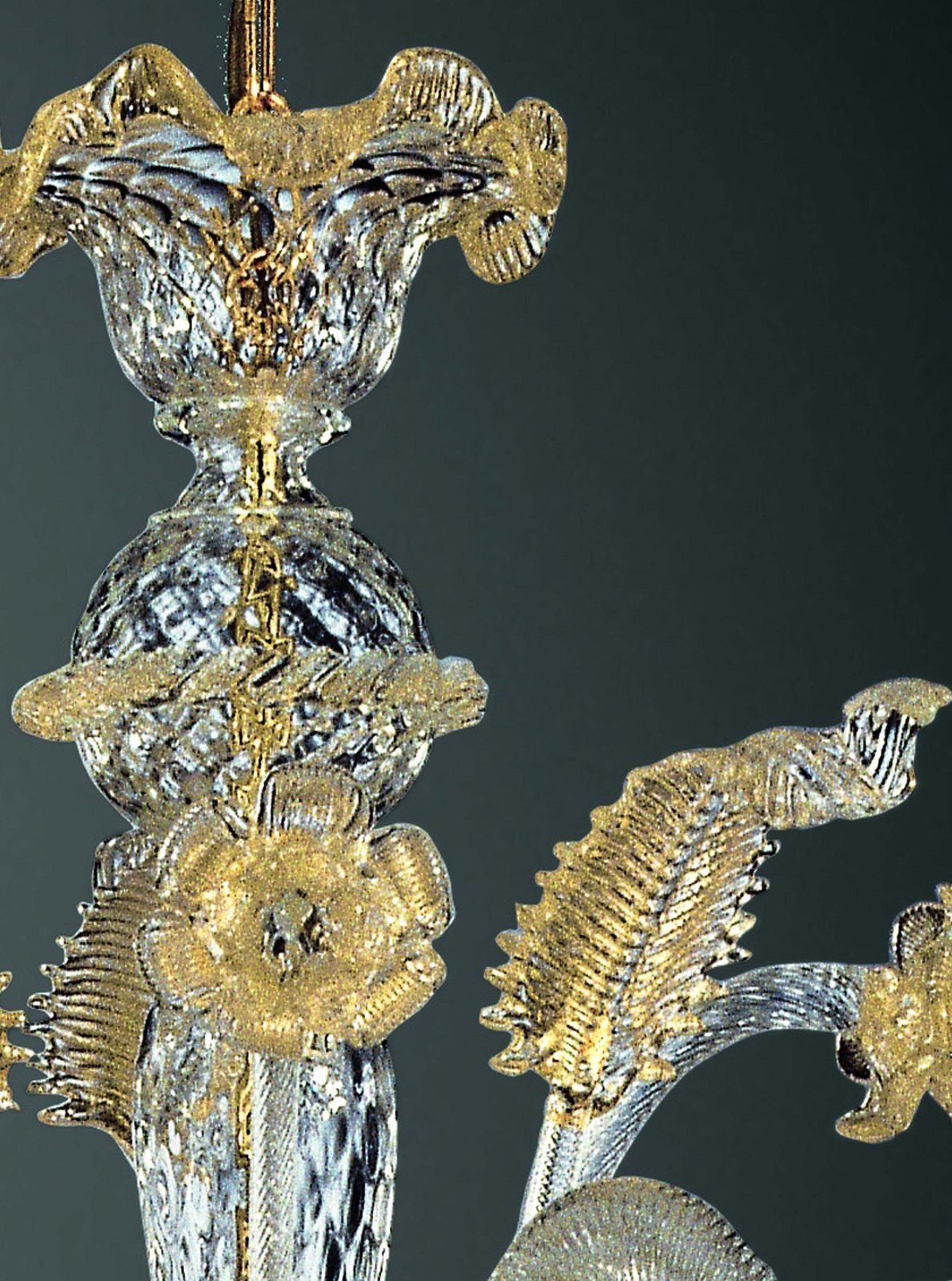 Venetian Hand Blowing Floreal Luxury Gold Leaf Murano Glass Chandelier photo Lighting