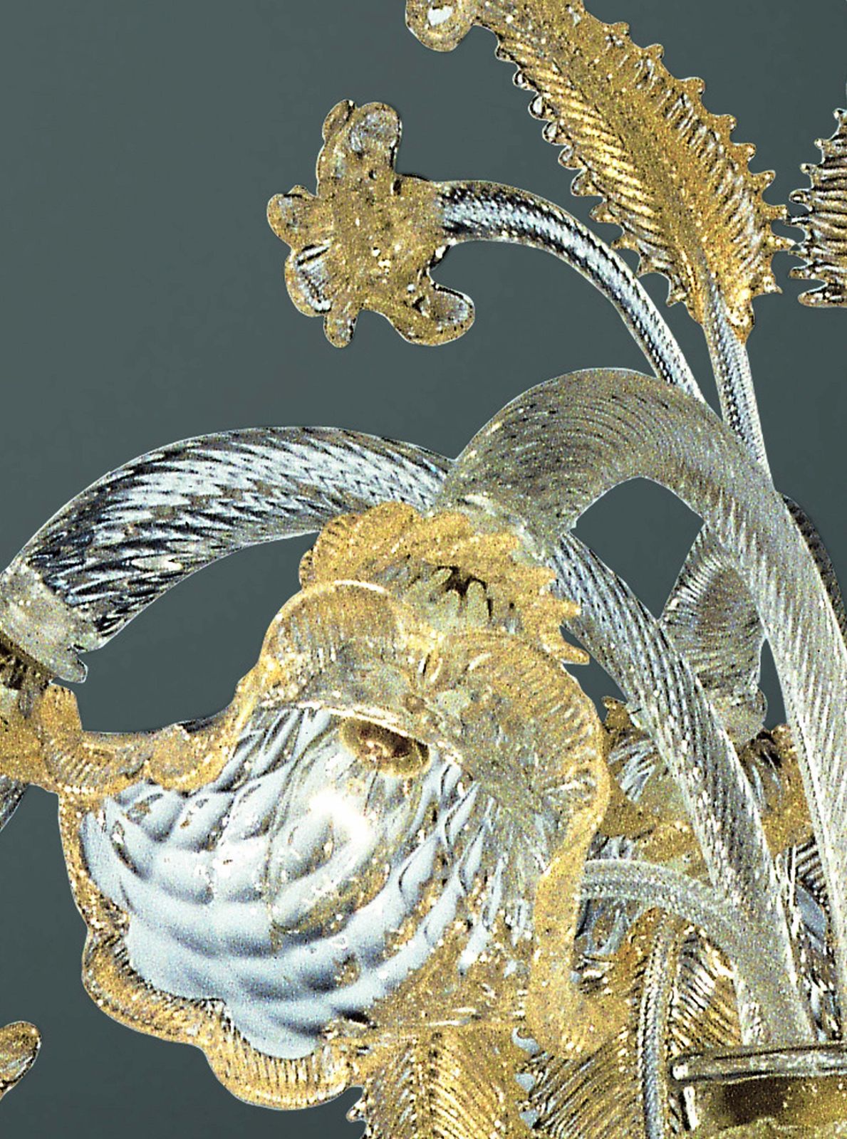 Venetian Hand Blowing Floreal Luxury Gold Leaf Murano Glass Chandelier photo 6008.0