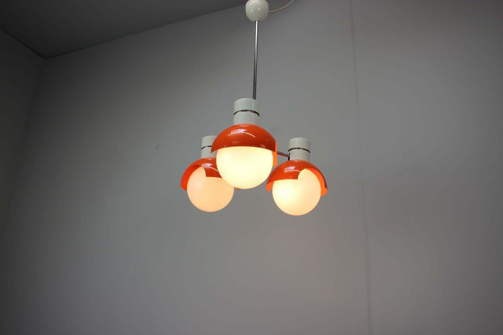 photo buy 1970s Czechoslovak Napako Space Age Orange And Opaline Glass Chandelier