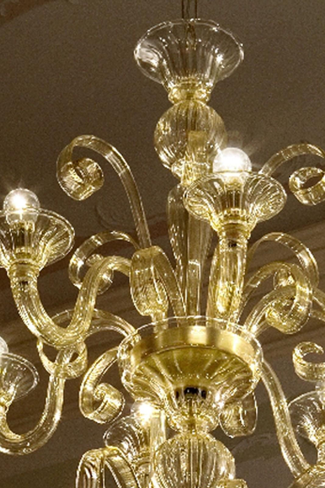 Contemporary Champagne Venetian "Curls" Murano Blown Chandelier photo Lighting