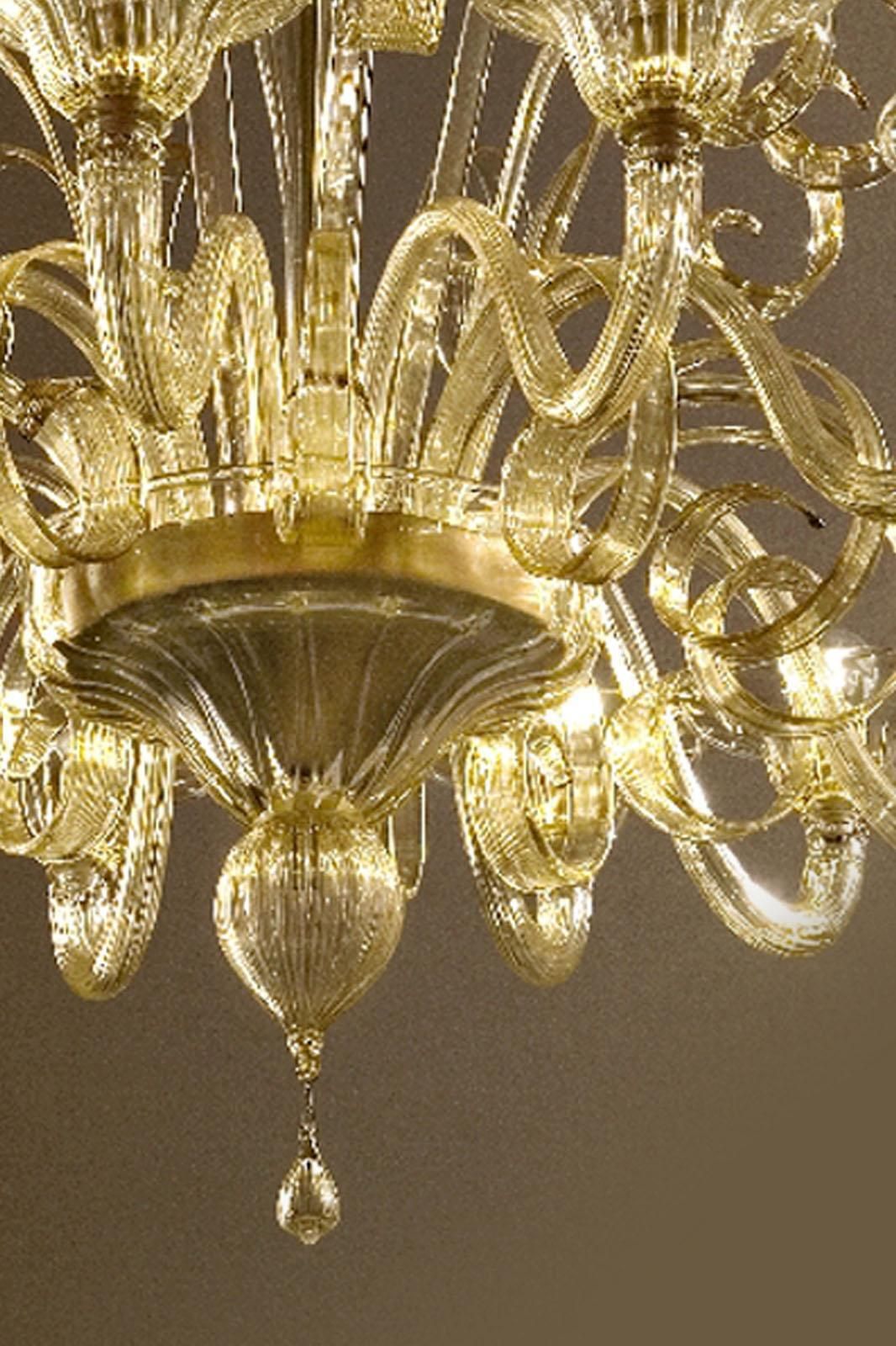 Contemporary Champagne Venetian "Curls" Murano Blown Chandelier photo 24397.0