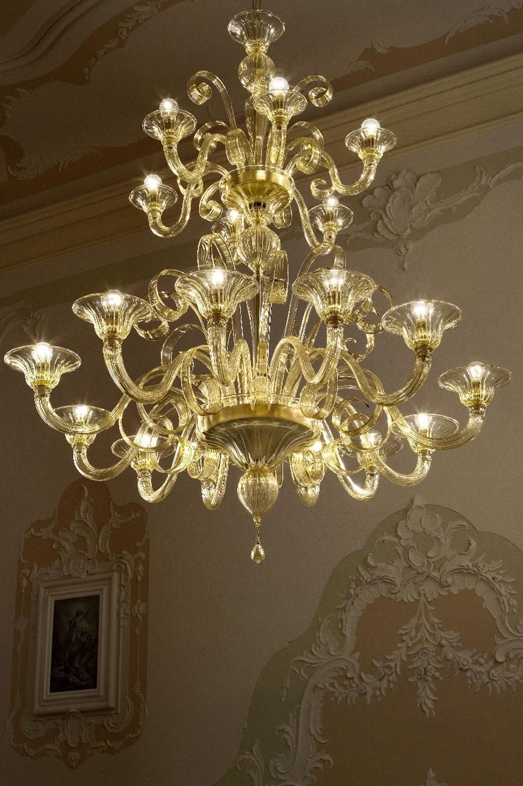 Contemporary Champagne Venetian "Curls" Murano Blown Chandelier photo buy