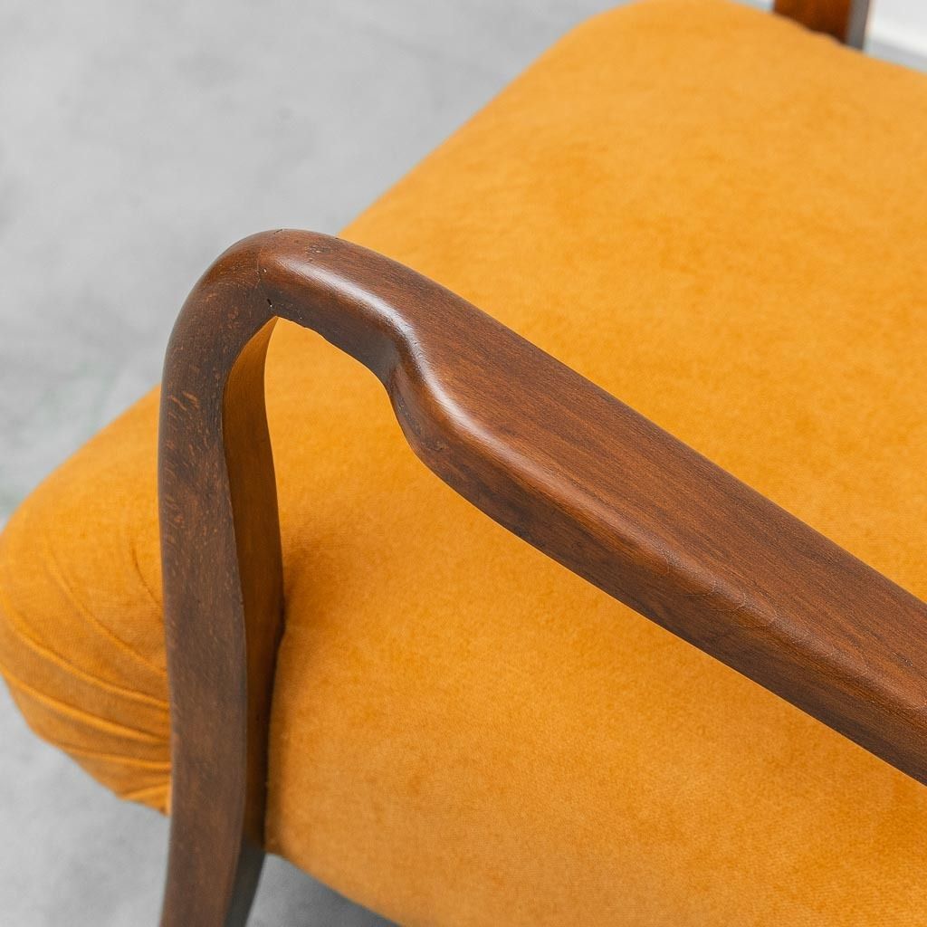 Vintage Scandinavian Armchair In Orange Fabric And Wood, 1960s, Modern Antiques photo Furniture