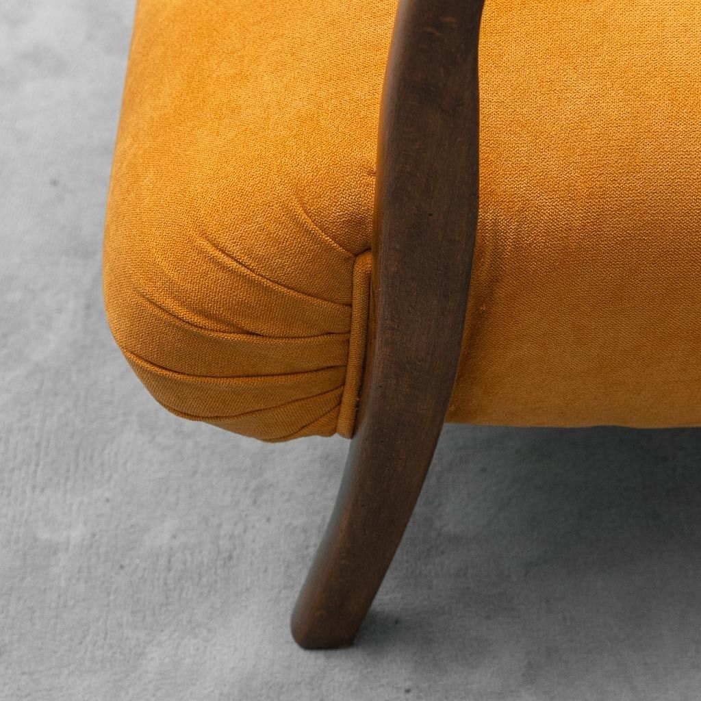 Vintage Scandinavian Armchair In Orange Fabric And Wood, 1960s, Modern Antiques photo vinterior