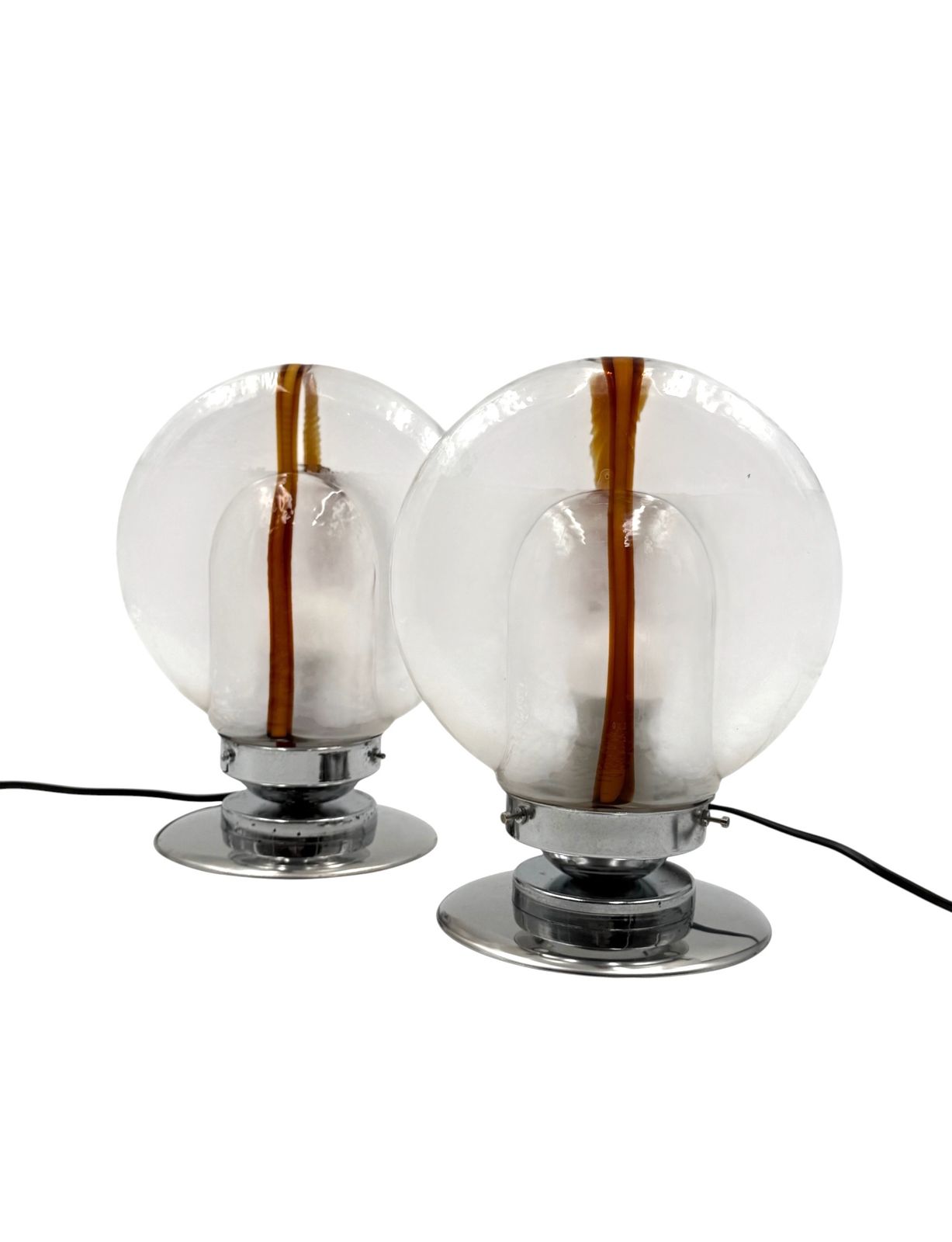 Toni Zuccheri, Set Of 2 Of Murano Blown Glass Lamps, Mazzega, Murano Italy 1970s photo Lighting