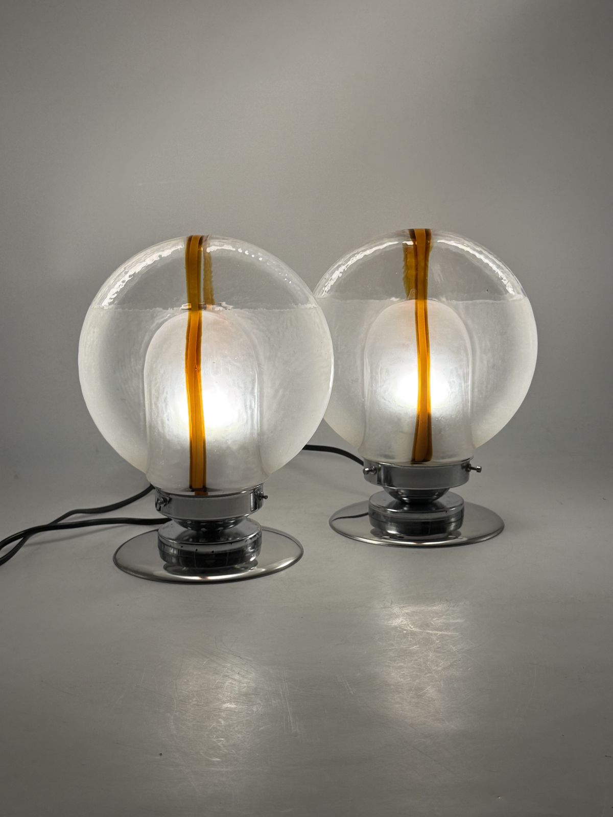 Lighting Toni Zuccheri, Set Of 2 Of Murano Blown Glass Lamps, Mazzega, Murano Italy 1970s photo