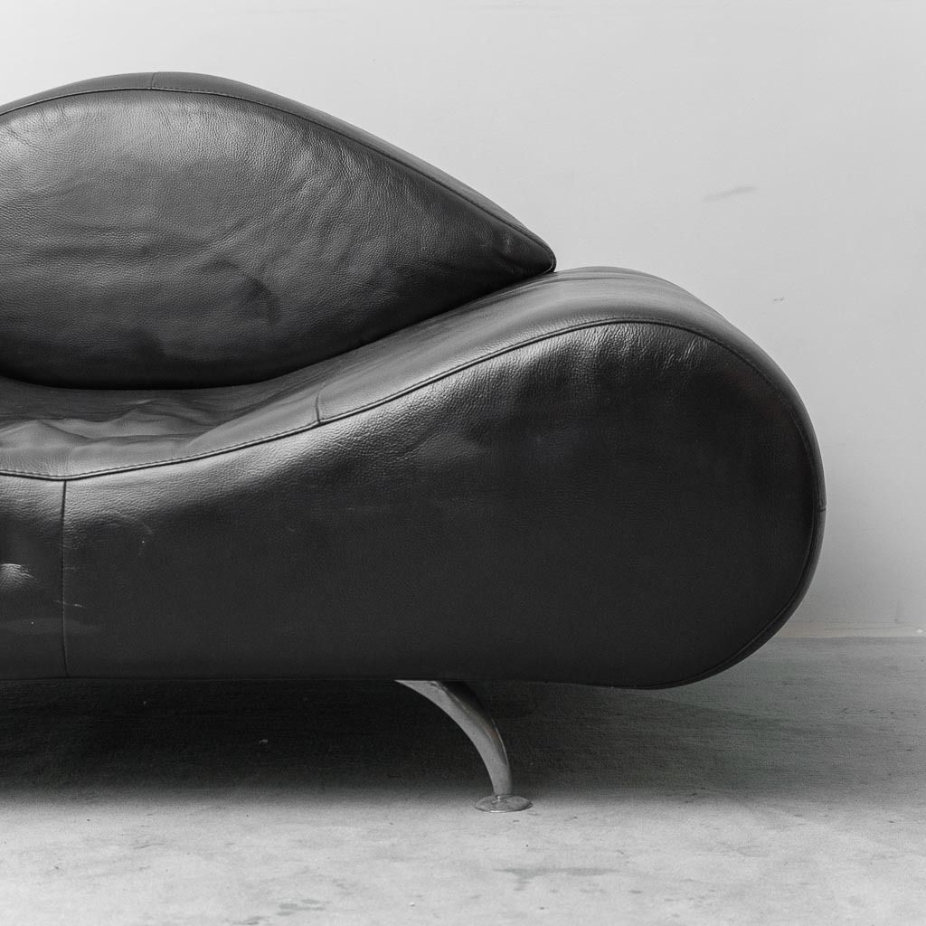 Vintage Modern Design Black Leather Armchair – 1990s Lounge Chair photo furniture