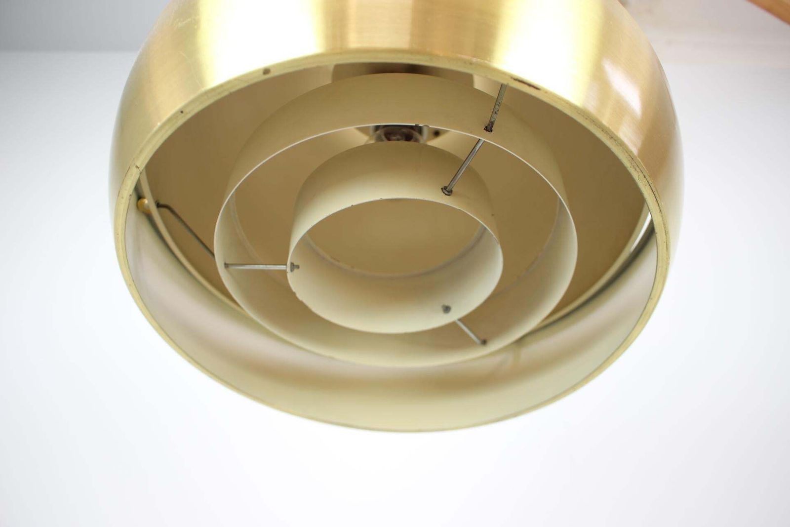1970s European Mid Century Modern Brass Metal Space Age Pendant Lamp photo vinterior
