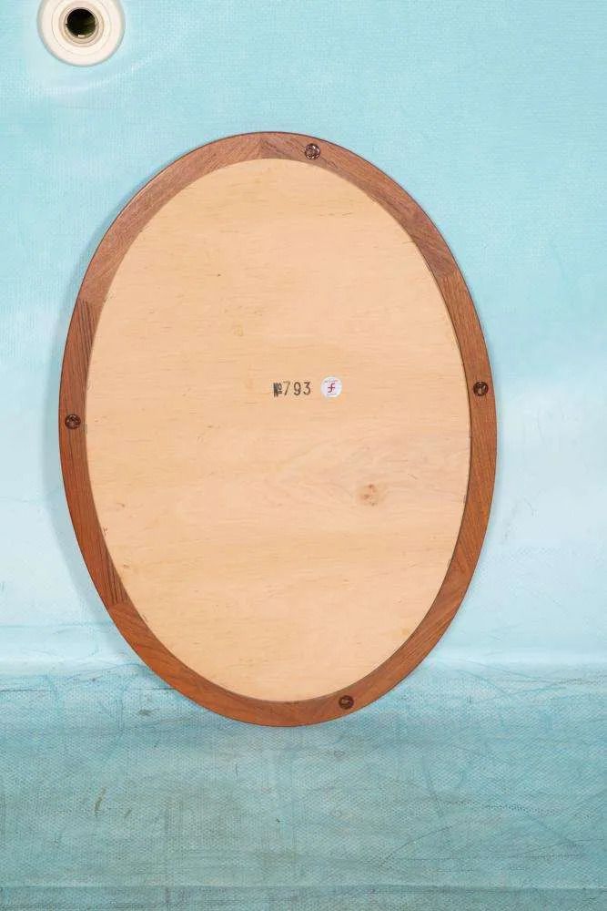 Vintage Deens Design Xl Spiegel Teakhouten, Ovale Silkeborg Spiegel. photo buy
