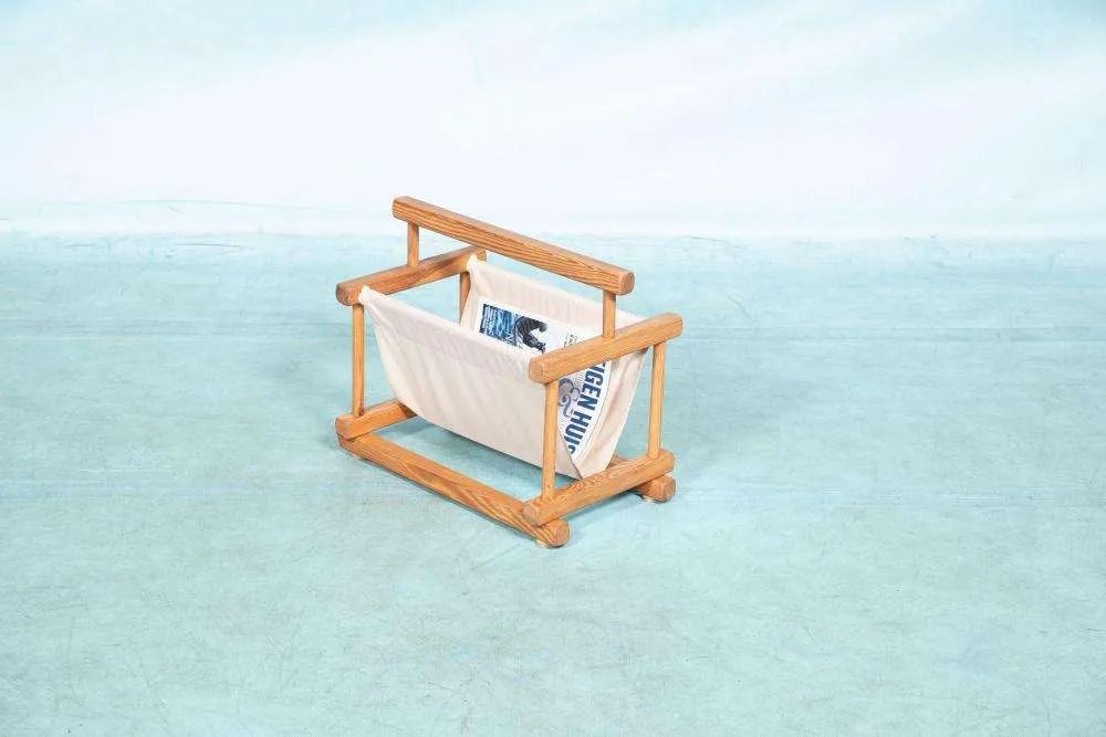 Bohemian Spruce Reading Rack 70s, Vintage Pine Magazine Rack. photo furniture