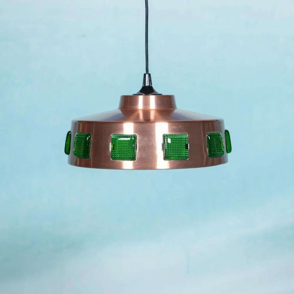Space Age Gekleurde Glazen Hanglamp, Vintage Scandinavische Lamp.