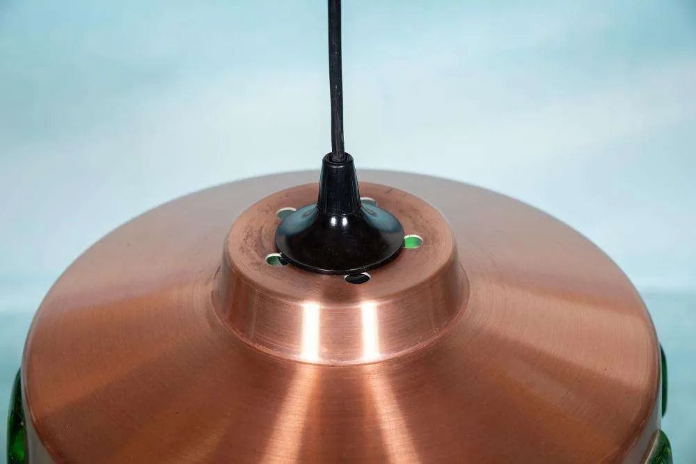Space Age Gekleurde Glazen Hanglamp, Vintage Scandinavische Lamp. photo Verlichting
