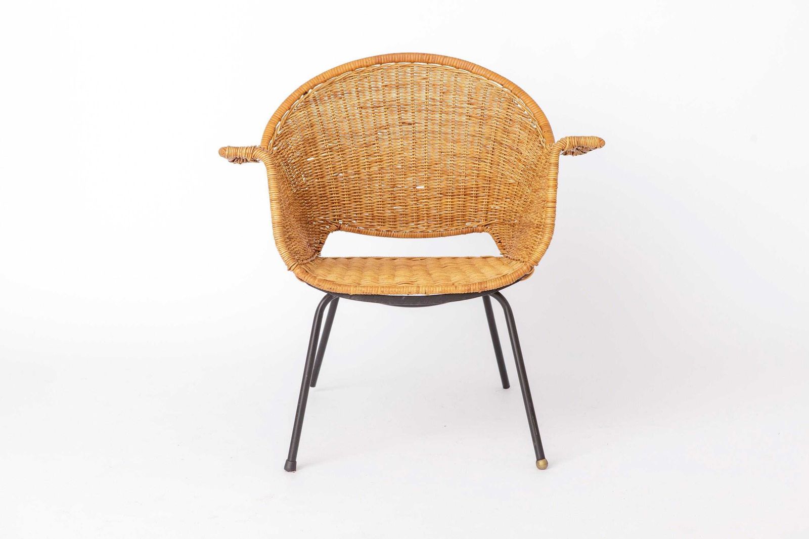Vintage Basket Chairs Van Gianfranco Legler, Ca. Jaren 1950 | Set Van 3 Zwitserse Rotan Lounge Stoelen | Mid Century Modern photo Meubels
