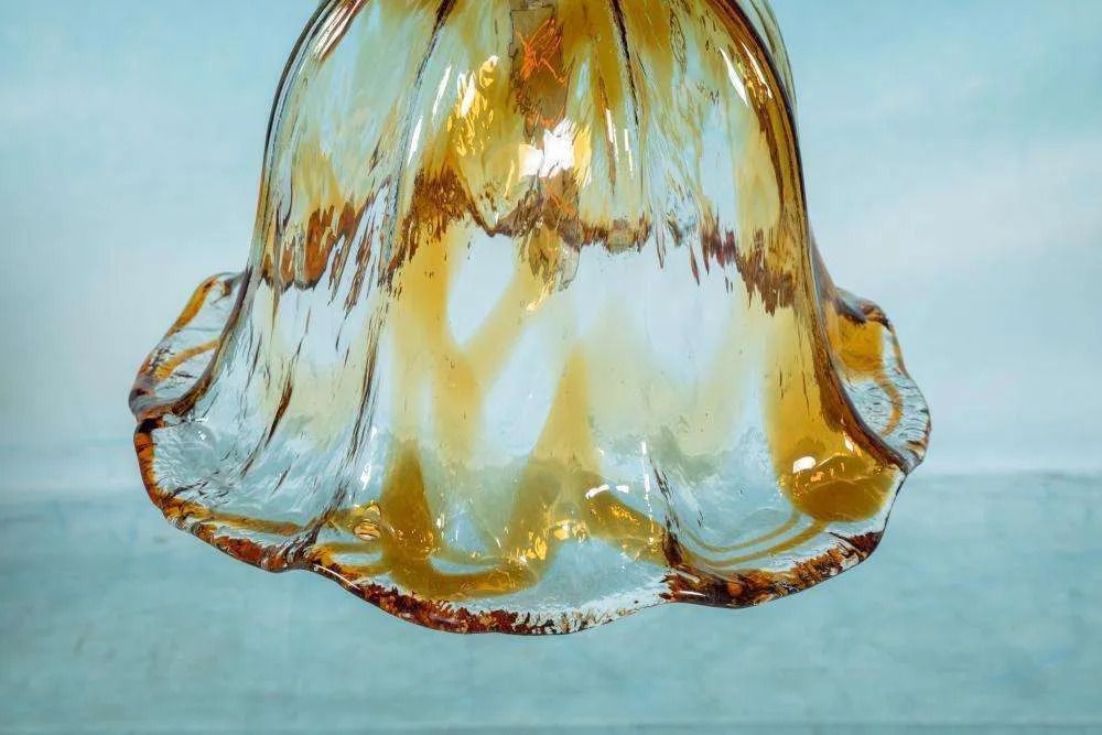 Vintage Amber Murano Pendant Lamp Honsel, Italian Glass Lamp. photo buy