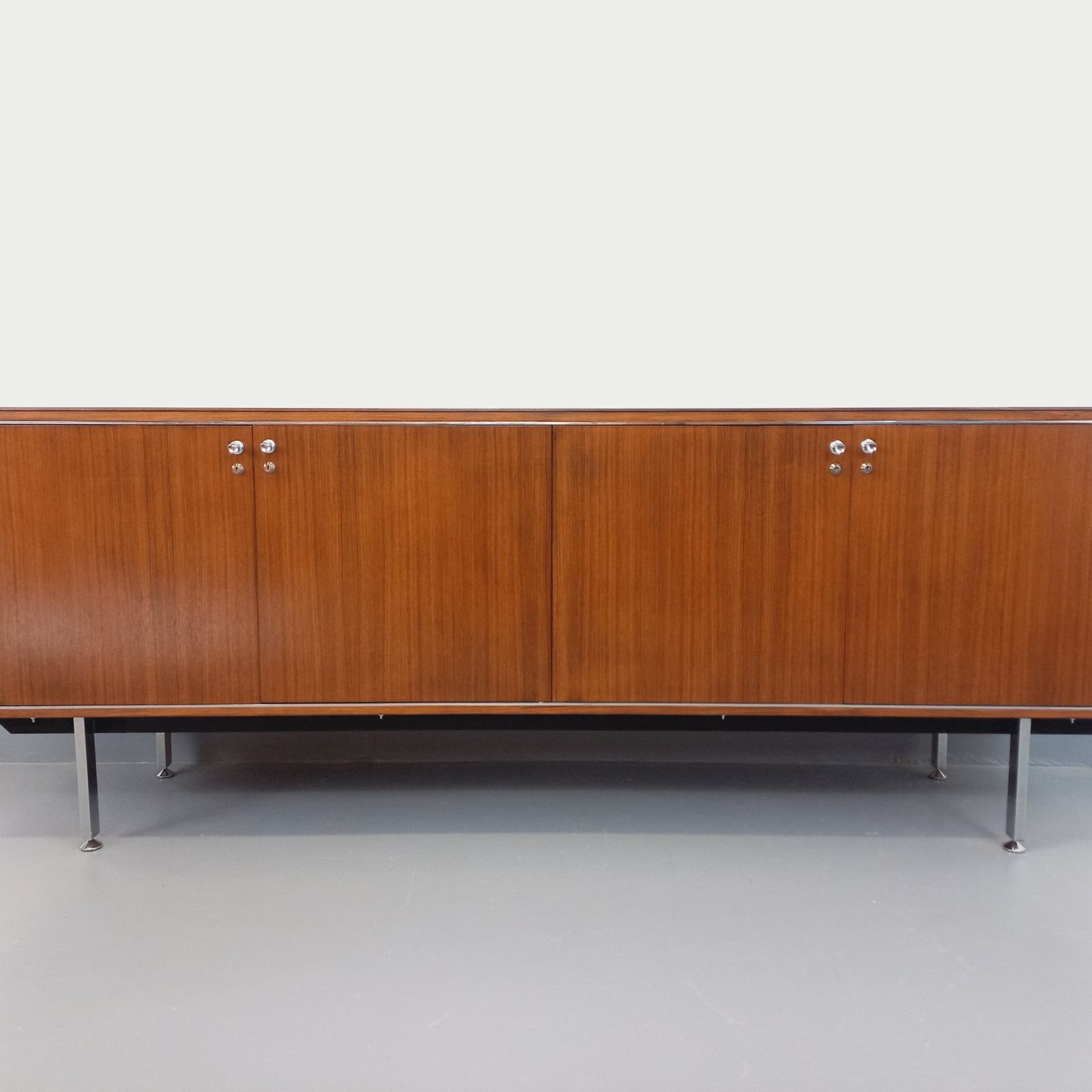 Modernist Sideboard By Alain Richard In Rosewood And Chromed Metal photo Furniture