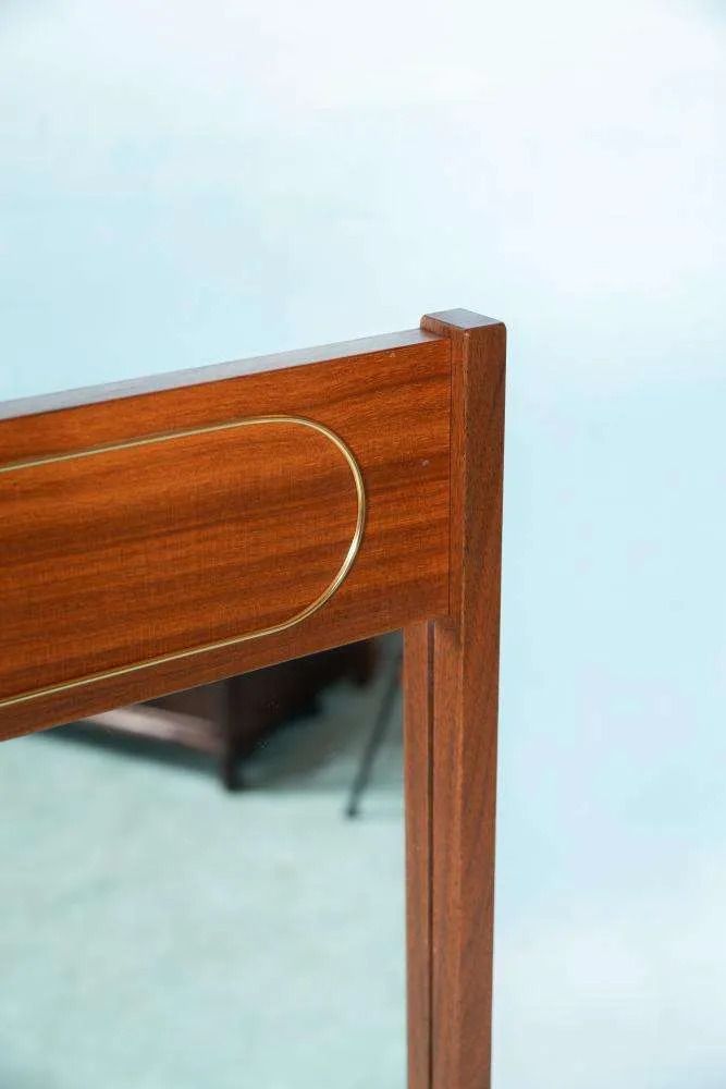 Scandinavische Vintage Design Spiegel, Teakhouten Mid Century Spiegel. photo for sale