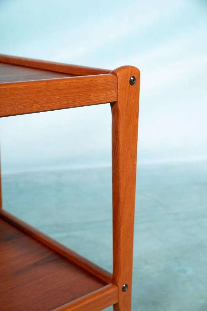 Minimalist Vintage Deen Design Serving Trolley Teak, Bar Cart. photo buy