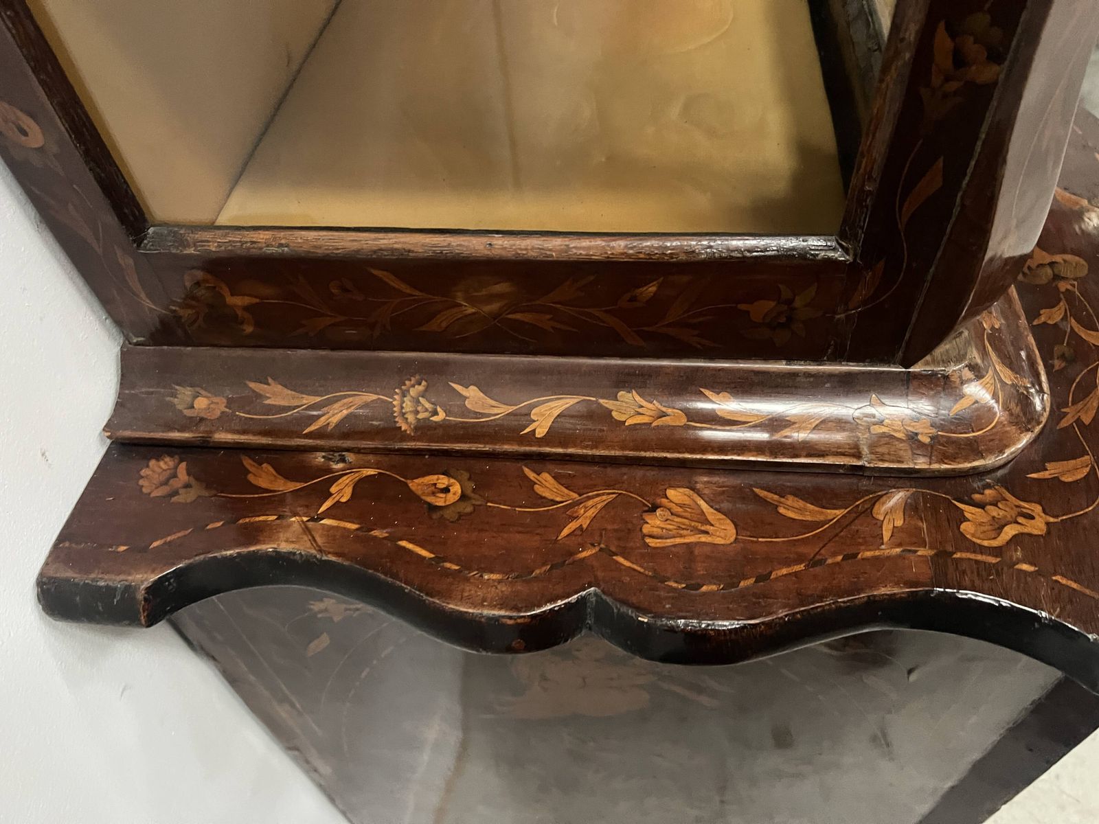 Dutch Display Cabinet In Two Sections, Made Of Marquetry Wood photo Furniture