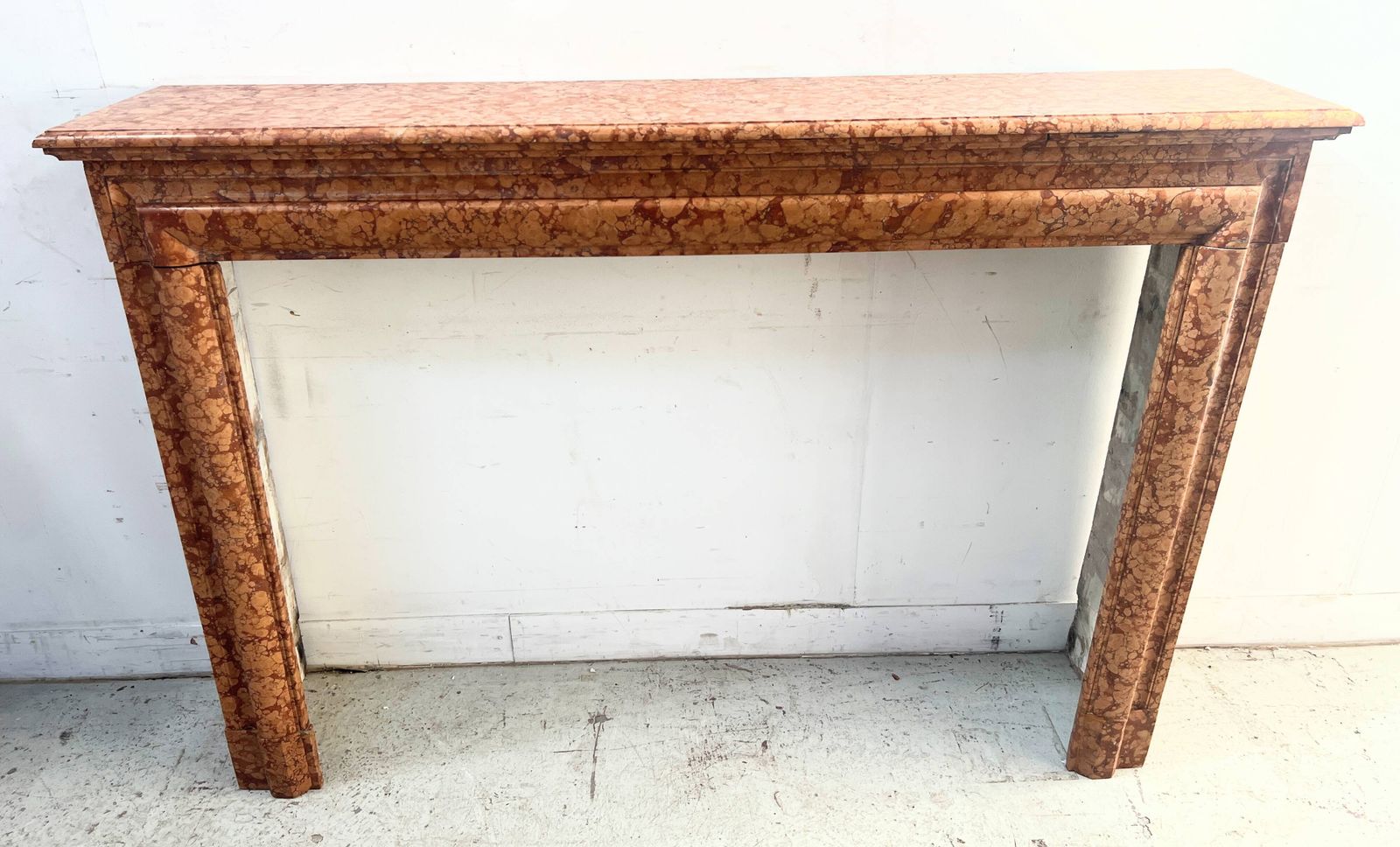 Louis XIV Style Fireplace In Speckled Breccia Marble, 19th Century photo for sale