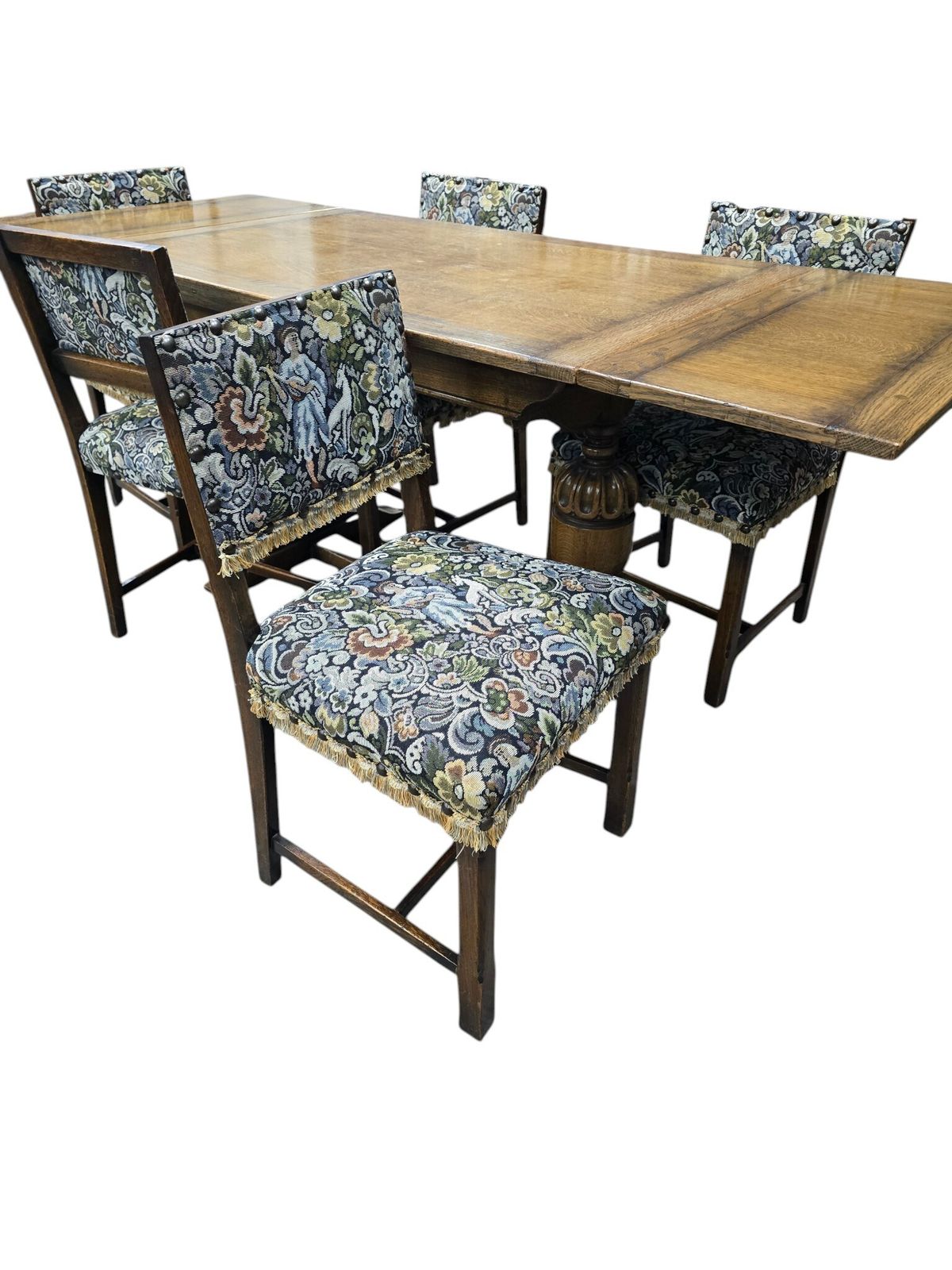 Vintage Oak Extending Dining Table With 6 Chairs photo buy