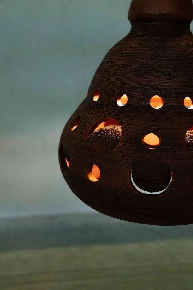 Verlichting Japandi Keramische Hanglamp Ca. Jaren 1960/1970, Boho Vintage Lamp. photo