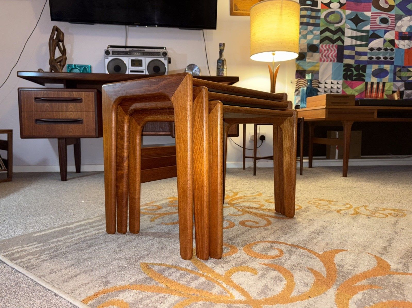 Mid Century Danish Salin Teak Nest Of Tables G Plan Era  Retro Vintage photo for sale