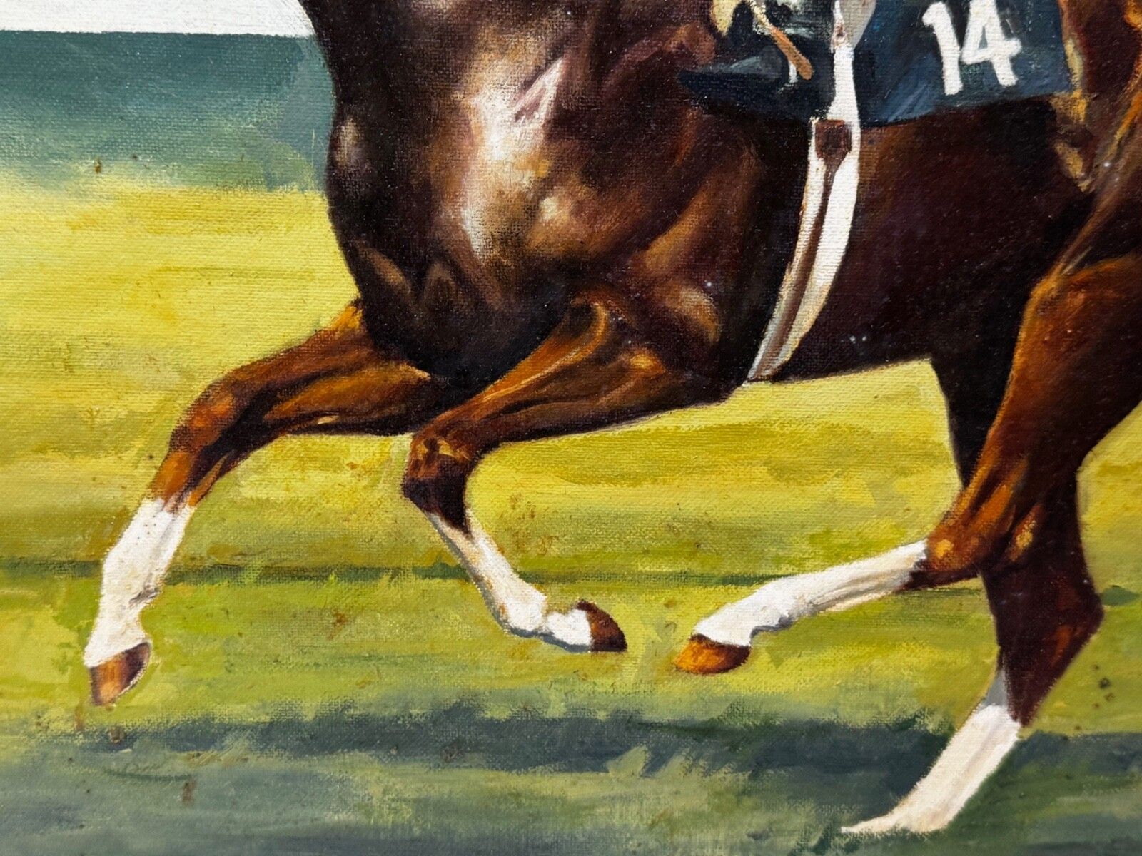photo vinterior 20th Century Equestrian Oil Painting The Minstrel Chestnut Colt Epsom Derby 1977 Jockey Lester Piggott