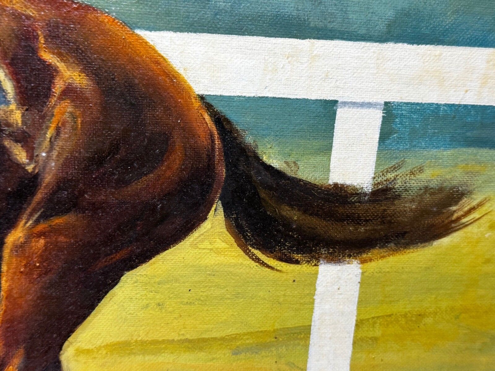photo buy 20th Century Equestrian Oil Painting The Minstrel Chestnut Colt Epsom Derby 1977 Jockey Lester Piggott