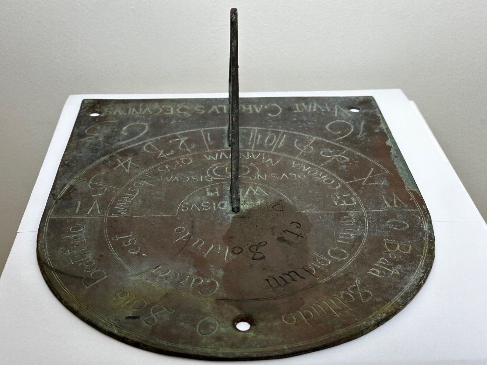 17th Century Bronze Garden Sundial Plate Gnomon Timepiece King Charles II Lives photo buy