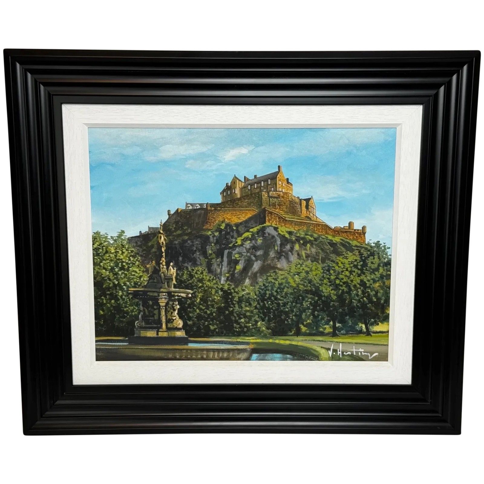 21st Century Painting Crown Of The Capital At Dawn Edinburgh Castle With The Ross Fountain
