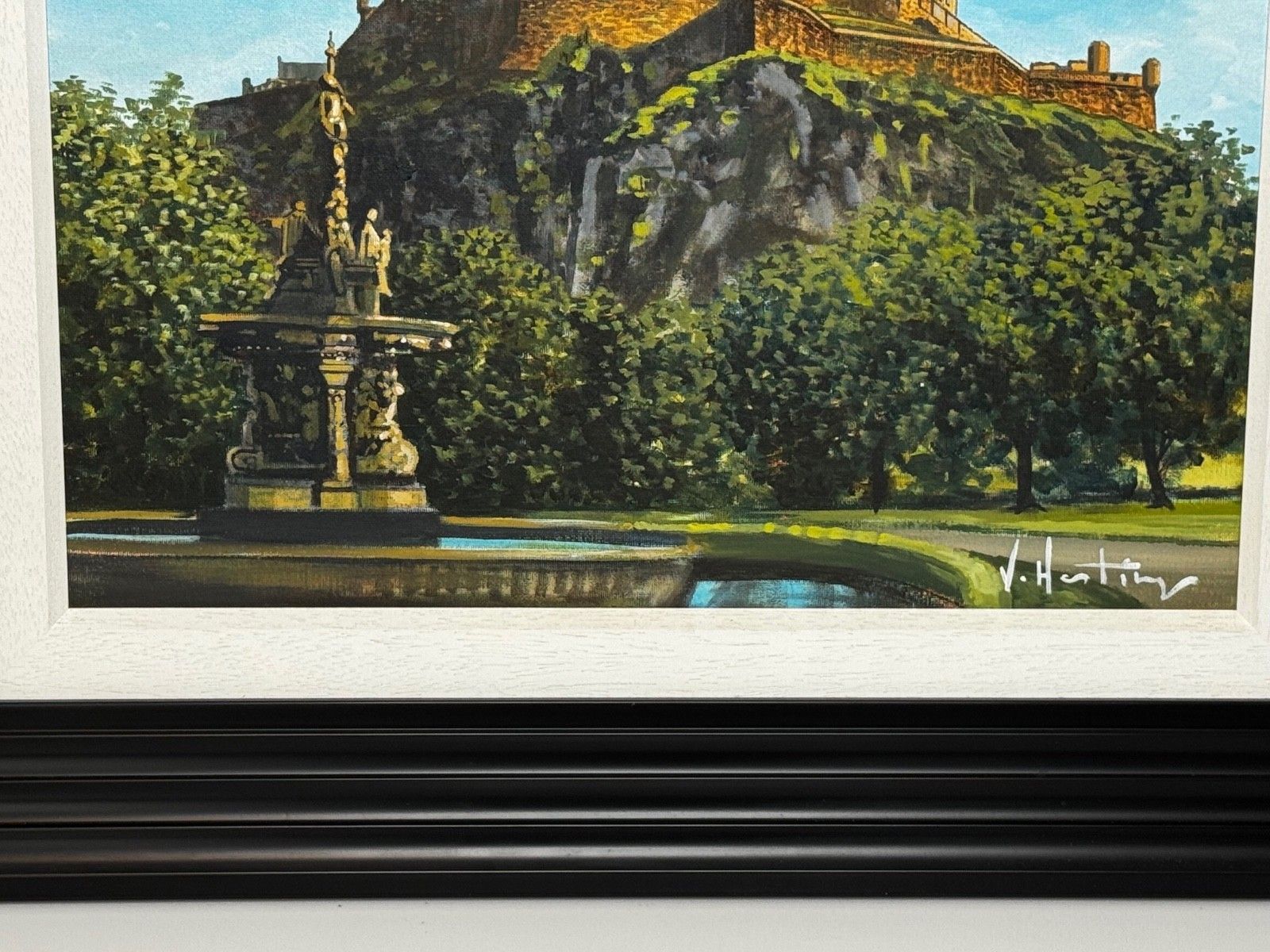 21st Century Painting Crown Of The Capital At Dawn Edinburgh Castle With The Ross Fountain photo for sale
