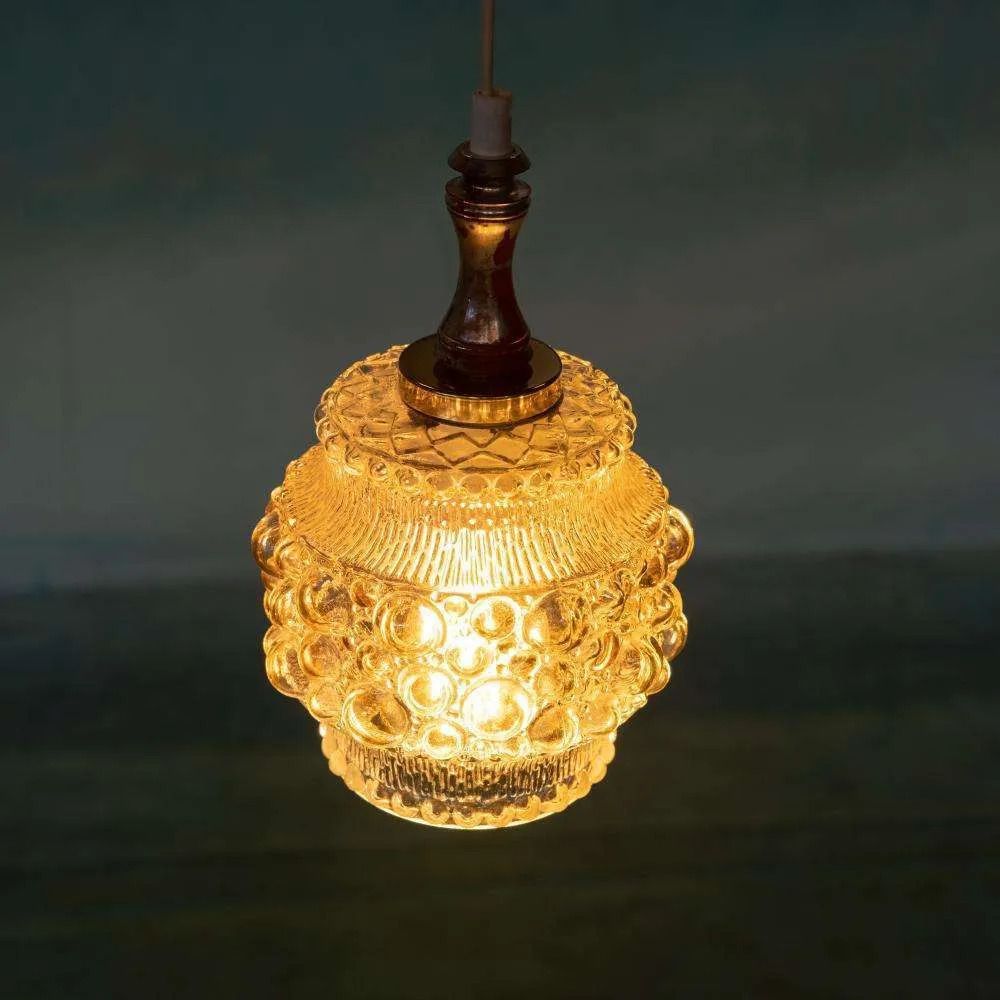 Vintage Scandinavische Glazen Hanglamp – Bubbles Glass Pendant. photo vintage