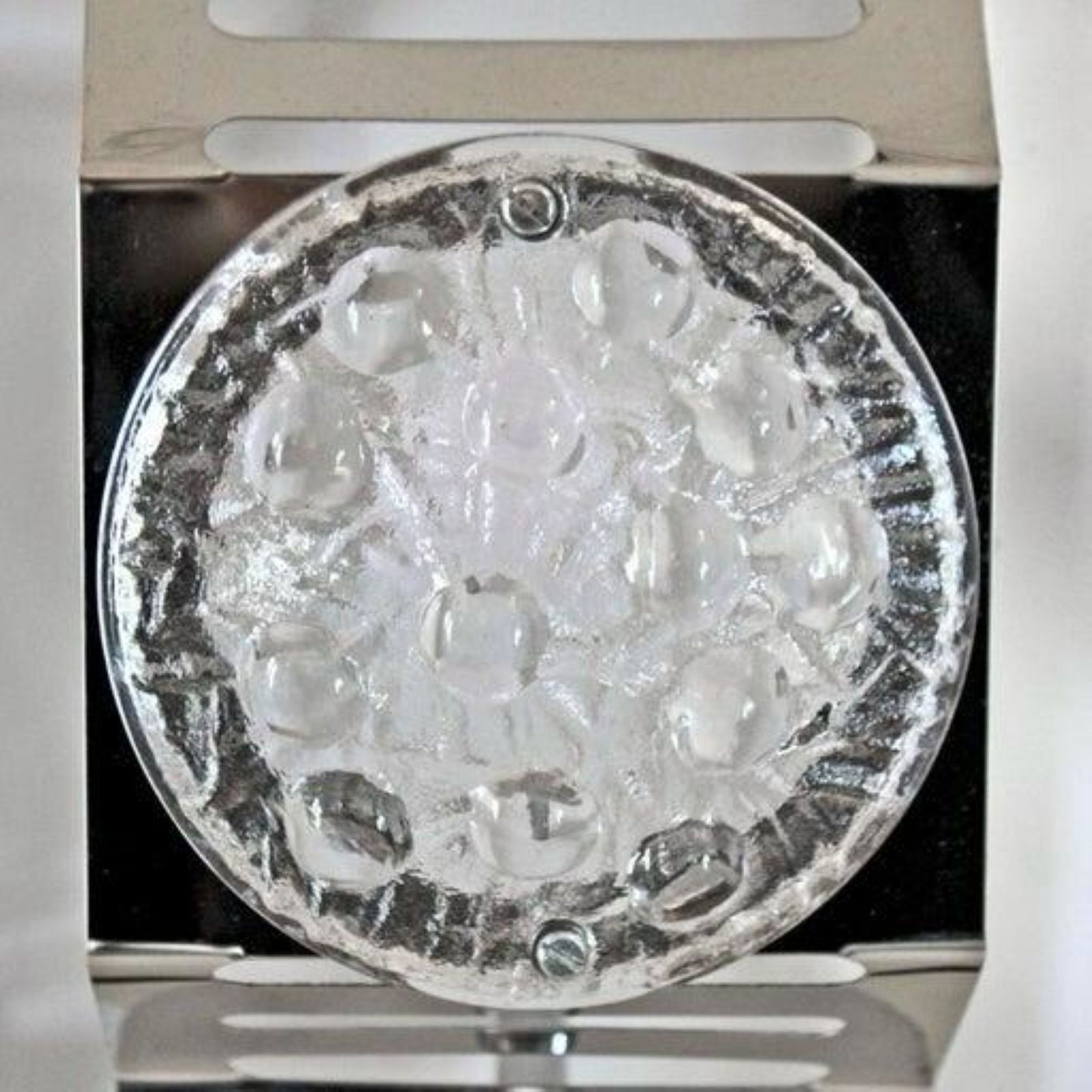 1970s Space Age Chromed Pendant Lamp By Av Mazzega, Murano Glass photo Lighting