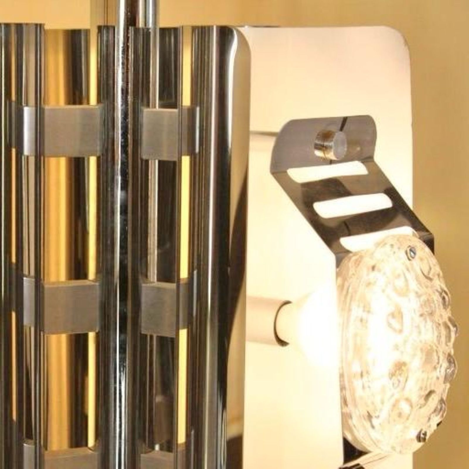 1970s Space Age Chromed Pendant Lamp By Av Mazzega, Murano Glass photo 900.0