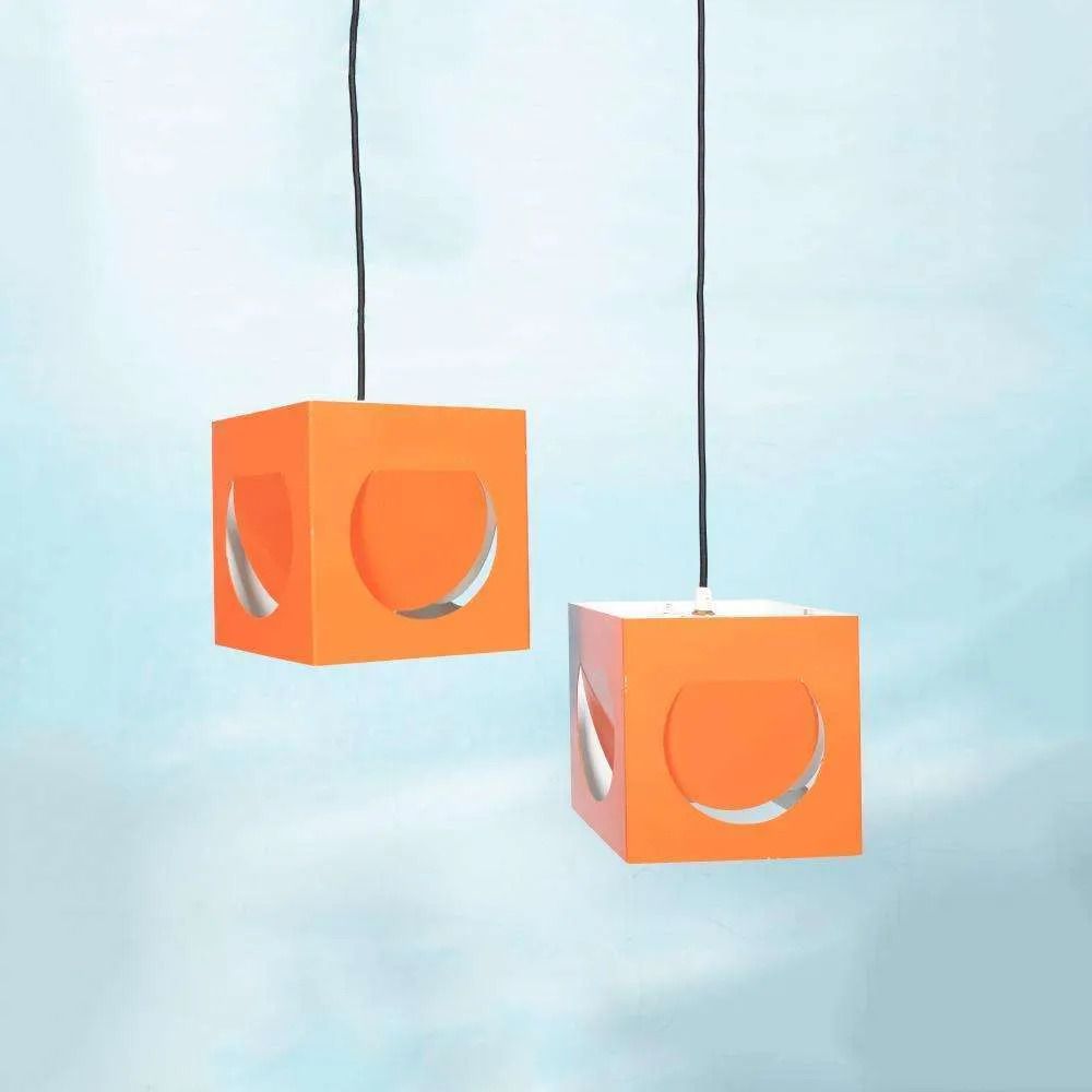 Space Age Finnish Design Hanging Lamp, 1960s Kubus Stockmann Orno. photo furniture