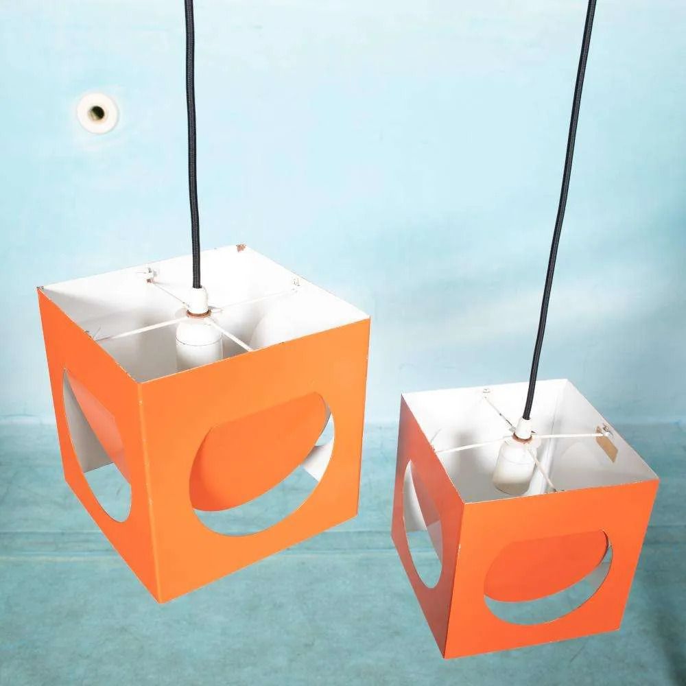 Space Age Fins Design Hanglamp, Ca. Jaren 1960 – Kubus, Stockmann Orno. photo for sale