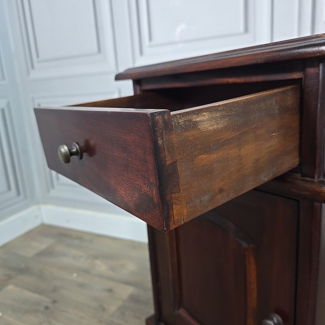 130.0 Antique Reproduction Pot Cupboard Bedside Table Mahogany Wood Cabinet Stand photo