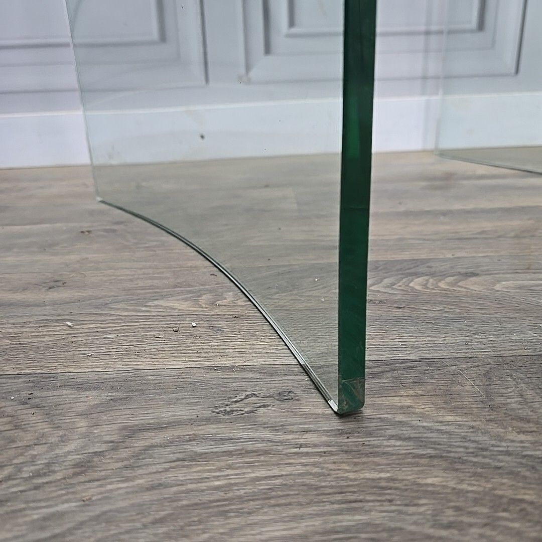 Vintage Glass Coffee Table Vintage Italian Mid Century Modern Style Curved photo vinterior